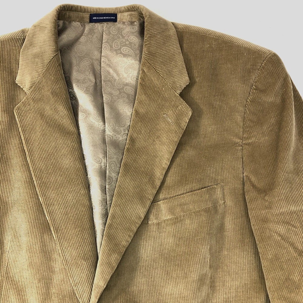 Stafford Corduroy Blazer Men's 44L‎ Tan Brown Classic Fit Sport Coat Academia